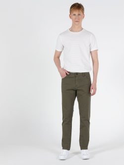 Straight Fit Düşük Bel Düz Paça Erkek Haki Pantolon