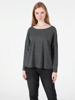 Comfort Fit Bisiklet Yaka Kadın Antra Melanj Tshirt U.Kol