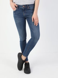 757 Sally Düşük Bel Dar Paça Super Slim Fit Mavi Kadın Jean Pantolon