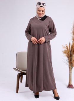 Büyük Beden Elbise Ferace Vizon