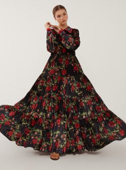 Tesettür Elbise Mustafa Dikmen Siyah / Vişne