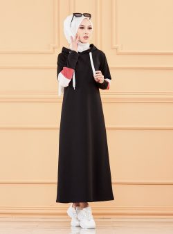 Tesettür Elbise Tofisa Gül Kurusu / Kırmızı / Beyaz / Siyah