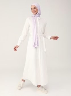 Tesettür Elbise Refka Beyaz / Off White