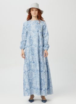 Tesettür Elbise Ceylan Otantik Mavi