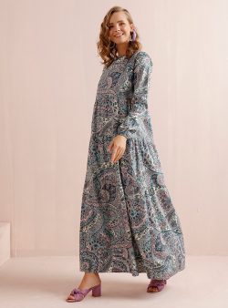 Tesettür Elbise Ceylan Otantik İndigo / Lacivert