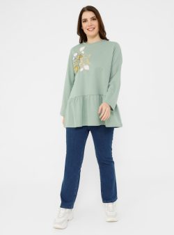Büyük Beden Tunik Alia Su Yeşili