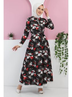 Tesettür Elbise MISSVALLE Siyah