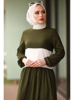 Tesettür Elbise In Style Haki