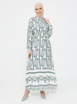 Tesettür Elbise Refka Zümrüt Yeşili