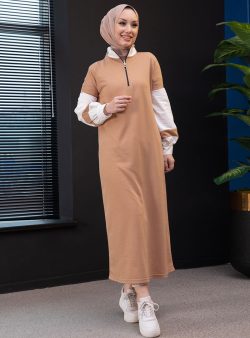 Tesettür Elbise Tofisa Vizon