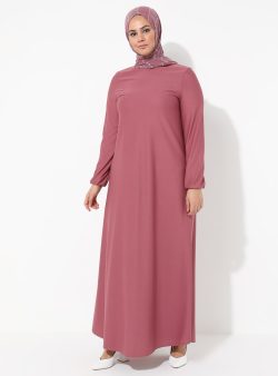 Büyük Beden Elbise ECESUN Gül Kurusu