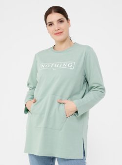 Büyük Beden Sweatshirt Alia Su Yeşili