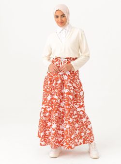 Etek Tofisa Kiremit / Kırmızı / Beyaz