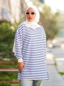 Sweatshirt Por La Cara Saks Mavisi / Beyaz