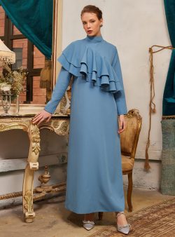 Tesettür Elbise Ceylan Otantik Mavi / Derin Mavi / Bebe Mavisi