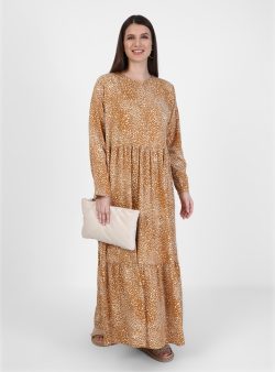 Büyük Beden Elbise Alia Camel / Ekru