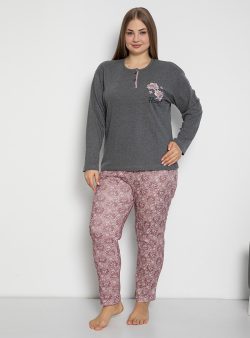 Büyük Beden Pijama Fawn Füme