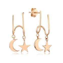 Altın Ay Yıldızlı Küpe