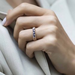 0.39 Karat Pırlantalı Safir Yüzük