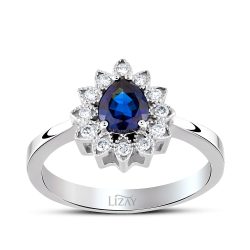 0.92 Karat Pırlanta Safir Yüzük