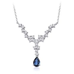 0.81 Karat Pırlantalı Safir Kolye