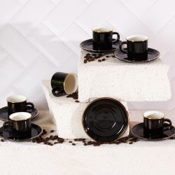 Emsan Kısmet 6 Kişilik Siyah Kahve Fincan Takımı 90 ml