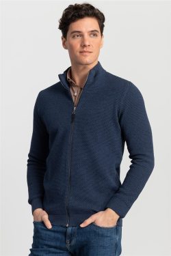 Desenli Yarım Balıkçı Yaka Fermuarlı Erkek Hırka