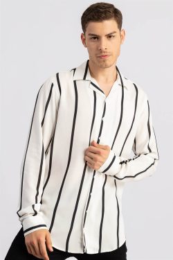 Slim Fit Dar Kesim Viskon Pamuk Uzun Kol Gömlek