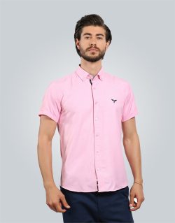 Slim Fit Dar Kesim Kısa Kol Poplin Oxford Erkek Gömlek