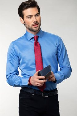 Modern Fit Dar Kesim Düz Saten Erkek Gömlek