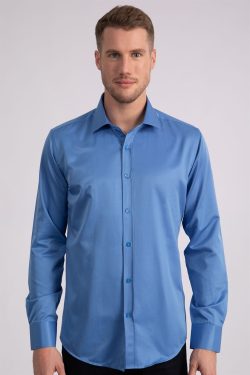 Modern Slim Fit Düz Saten Erkek Gömlek