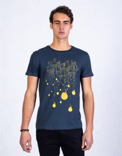 Slim Fit Dar Kesim Bisiklet Yaka Baskılı Erkek T-Shirt