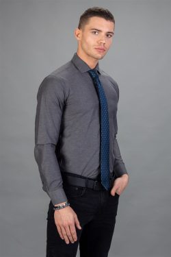 Modern Slim Fit Dar Kesim Armürlü Erkek Gömlek