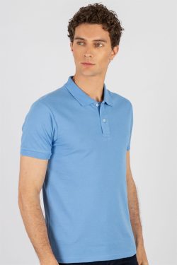 Slim Fit Dar Kesim Düz Polo Yaka Erkek T-Shirt