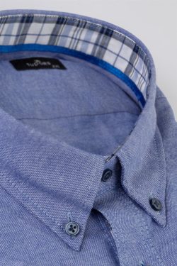 Battal Kısa Kol Oxford Doku Poplin Garnili Erkek Gömlek