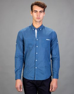 Slim Fit Dar Kesim Düz Flam Keten Erkek Gömlek