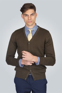 Slim Fit Dar Kesim Düğmeli Düz Pamuk Erkek Hırka