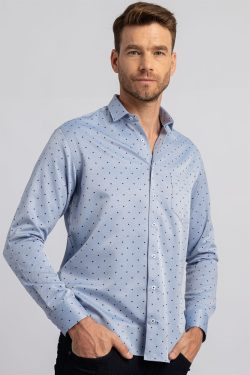 Klasik Fit Rahat Kesim Armürlü Desenli Erkek Gömlek