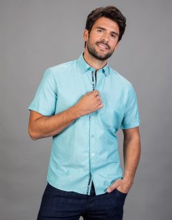 Klasik Fit Rahat Kesim Kısa Kol Poplin Oxford Erkek Gömlek