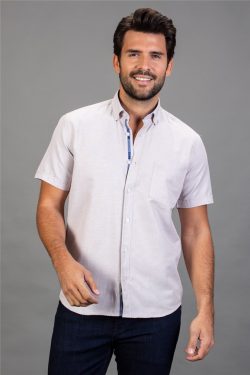 Klasik Fit Rahat Kesim Kısa Kol Poplin Oxford Erkek Gömlek