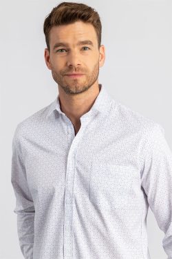 Klasik Fit Rahat Kesim Uzun Kol Baskılı Likralı Erkek Gömlek