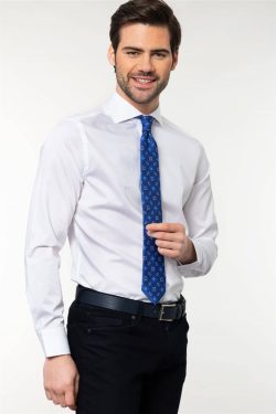 Slim Fit Dar Kesim Uzun Kol 0 Pamuk Erkek Gömlek