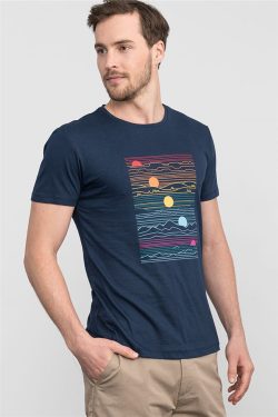 Slim Fit Dar Kesim Bisiklet Yaka Baskılı Erkek T-Shirt