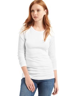 Beyaz Uzun Kollu Sıfır Yaka T-Shirt