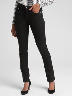 siyah Orta Belli Classic Straight Jean Pantolon