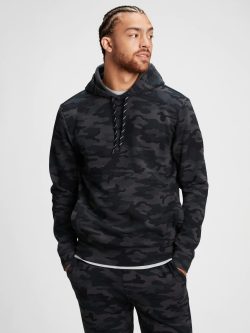 Siyah GapFit Performans Kapüşonlu Sweatshirt