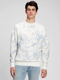 Mavi Vintage Soft Tie Dye Düz Yaka Sweatshirt