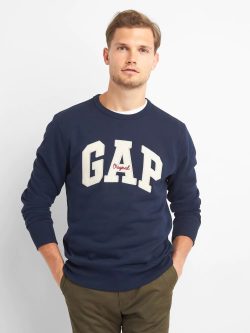 Lacivert Gap Logo Yuvarlak Yaka Sweatshirt