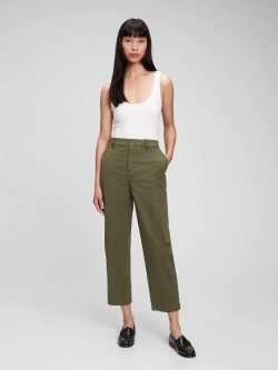 Yeşil Straight Up Washwell Khaki Pantolon