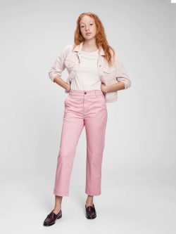 Pembe High Rise Girlfriend Washwell Khaki Pantolon